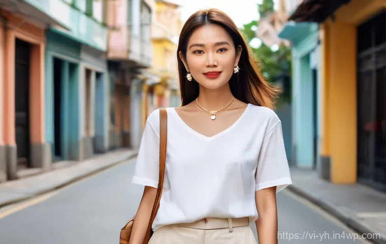 캡슐 옷장으로 여성스러운 스타일 연출하기 - **"A Vietnamese woman in her late 20s, with a gentle and feminine demeanor, fully clothed in a minim...