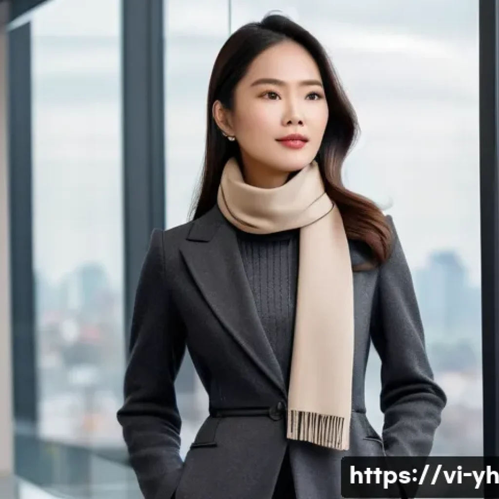 겨울철 캡슐 옷장 필수 아이템 - **Office Elegance in Winter**
A stylish young Vietnamese woman in her late 20s to early 30s, exu...