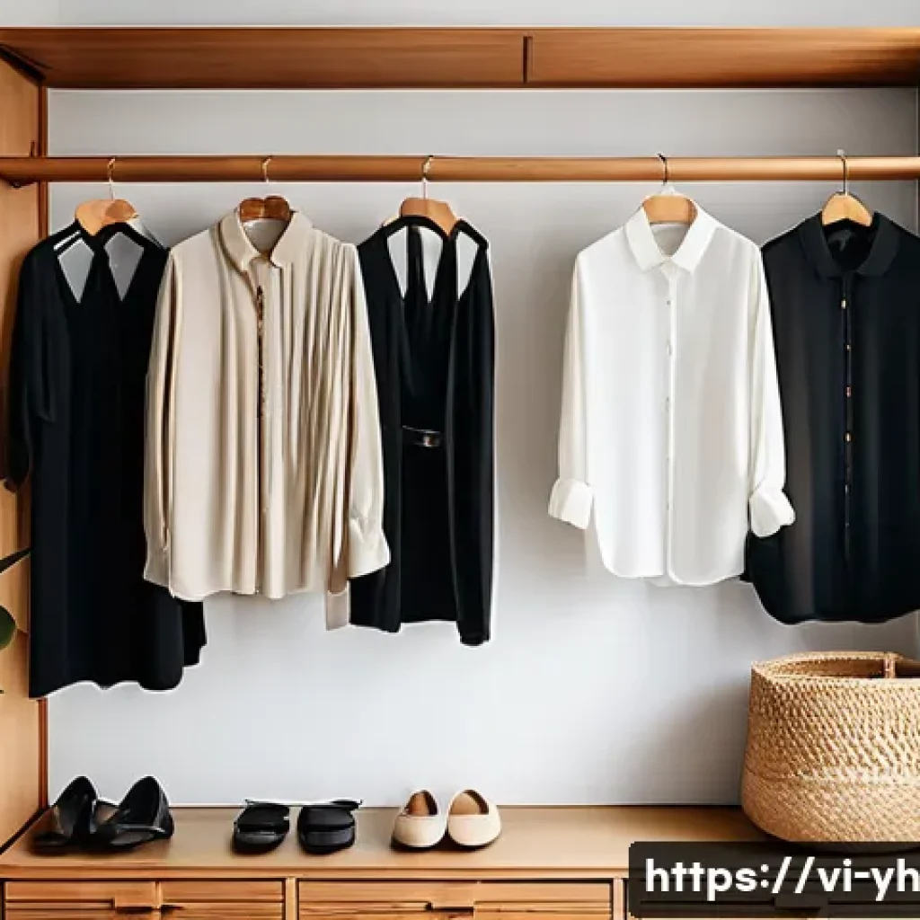 캡슐 옷장에 대한 잘못된 인식 바로잡기 - A modern minimalist capsule wardrobe closet scene in a Vietnamese urban apartment, featuring neatly ...