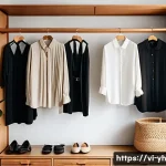 Home 20 캡슐 옷장에 대한 잘못된 인식 바로잡기 - A modern minimalist capsule wardrobe closet scene in a Vietnamese urban apartment, featuring neatly ...