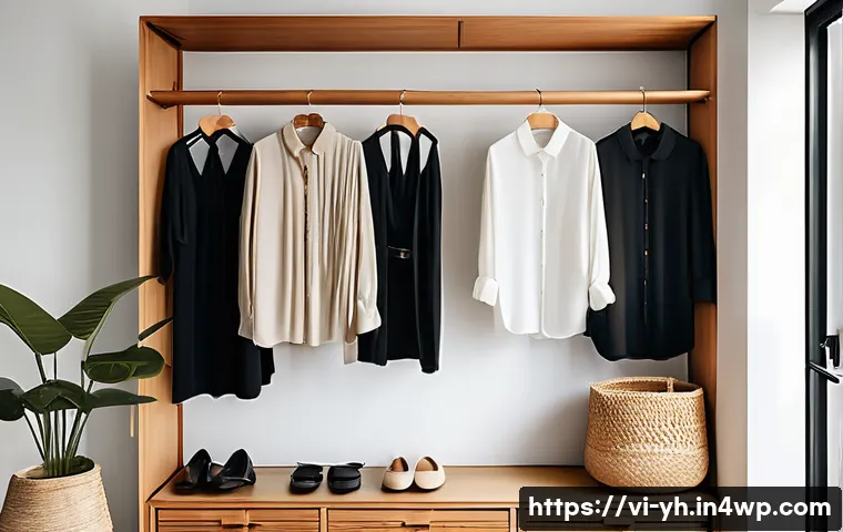 캡슐 옷장에 대한 잘못된 인식 바로잡기 - A modern minimalist capsule wardrobe closet scene in a Vietnamese urban apartment, featuring neatly ...