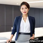 Home 19 캡슐 옷장으로 직장 스타일 가꾸기 - A professional Vietnamese woman in her 30s wearing a classic white cotton-blend shirt tucked into a ...