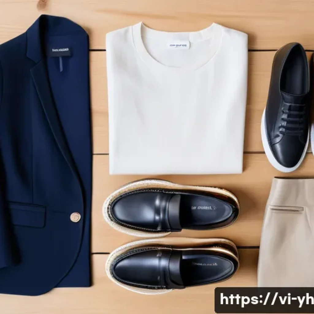 캡슐 옷장과 패션 트렌드 분석 - A minimalist capsule wardrobe flat lay featuring versatile clothing pieces for a Vietnamese urban pr...